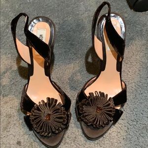 Moschino brown velvet stilettos